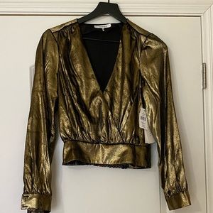 Frame gold metallic blouse
